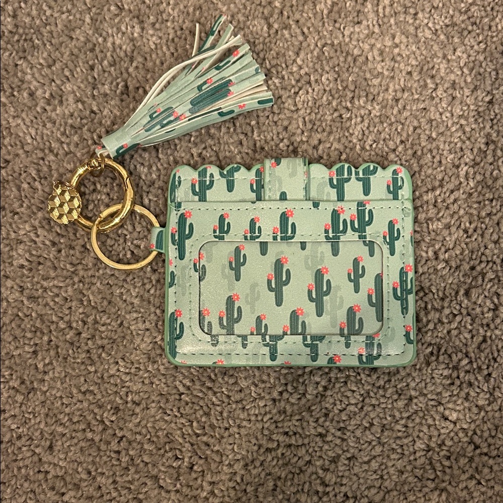 Cactus Print Card Holder with Tassel – Like New